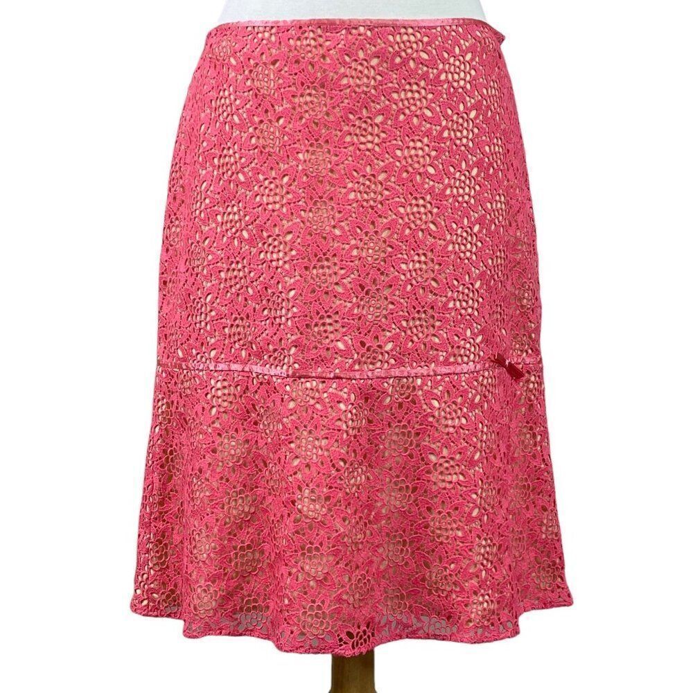 Tibi Skirt Size 6 Pink Lace Overlay